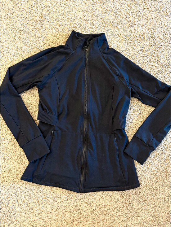 Fabletics Jackets & Blazers - Fabletics Trinity Performance Jacket Black Zip-Up Peplum Size S Athleisure Yoga